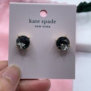 NWT Kate Spade Gumdrop Black Diamond Faceted Glass Stud Earrings Dust Bag